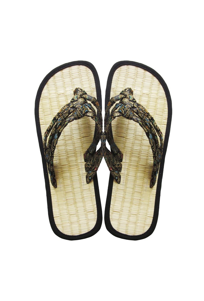 black seagrass flip flops