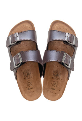 Leder & Kork Zimt-Sandalen...