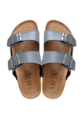 Leather & Cork Cinnamon Sandals Gray