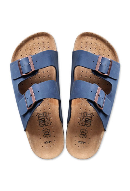 Leder -Kork & Zimt Sandalen Dunkelblau